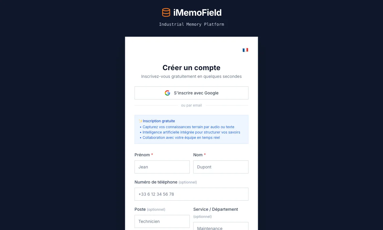 iMemoField — plateforme de mémoire industrielle